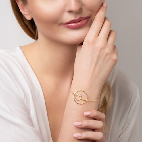 Bransoletka celebrytka Savicki: srebrna pozłacana, cyrkonia